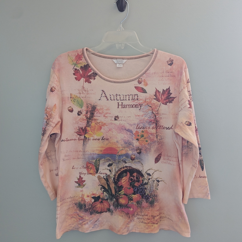 Christopher & Banks Autumn Harmony Long Sleeve Top - Pink